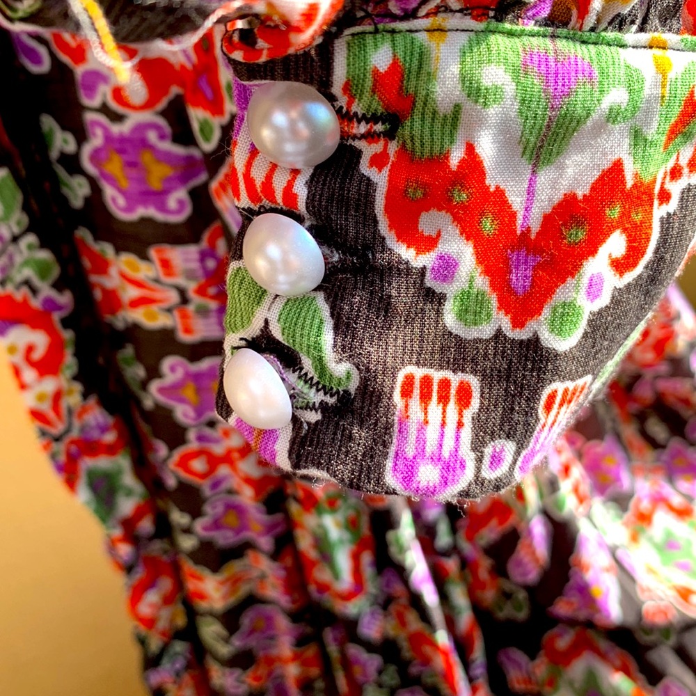 Meghan LA Floral Maxi Dress in Black with Pink, Red, Green & Purple - Picture 4 of 6